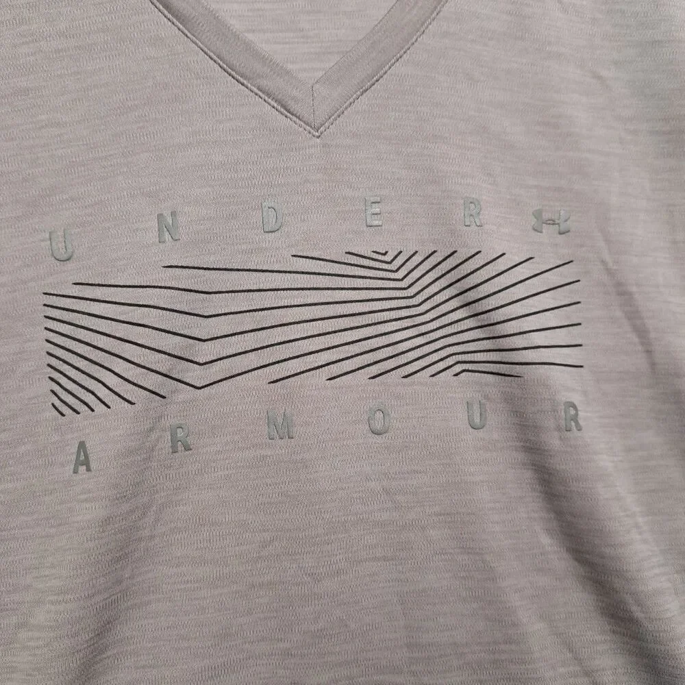 Under Armour Heatgear T Shirt Womens Large L LG V Neck Gray - Picture 3 of 8